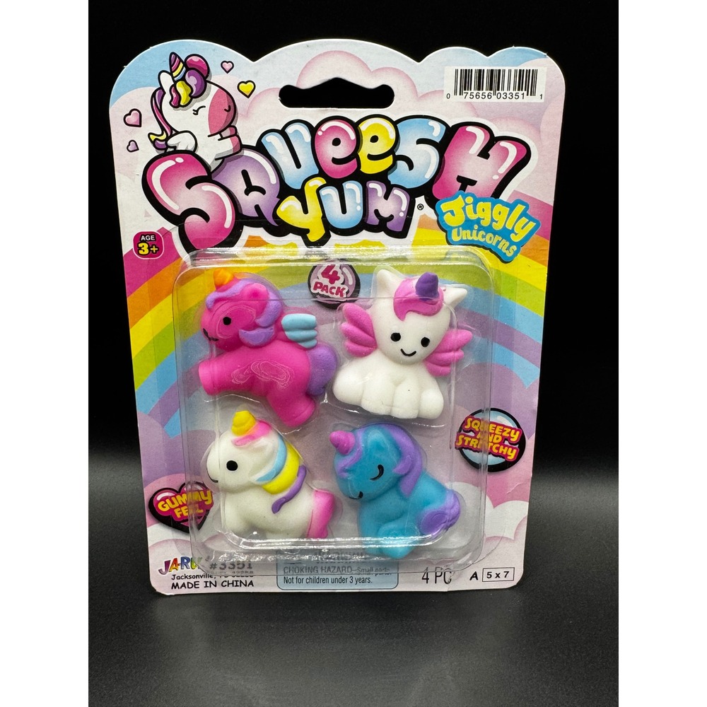 Ja-Ru Squeesh Yum Jiggly Unicorns 4 Pack Squeezy Stretchy Toy 3351 NEW
